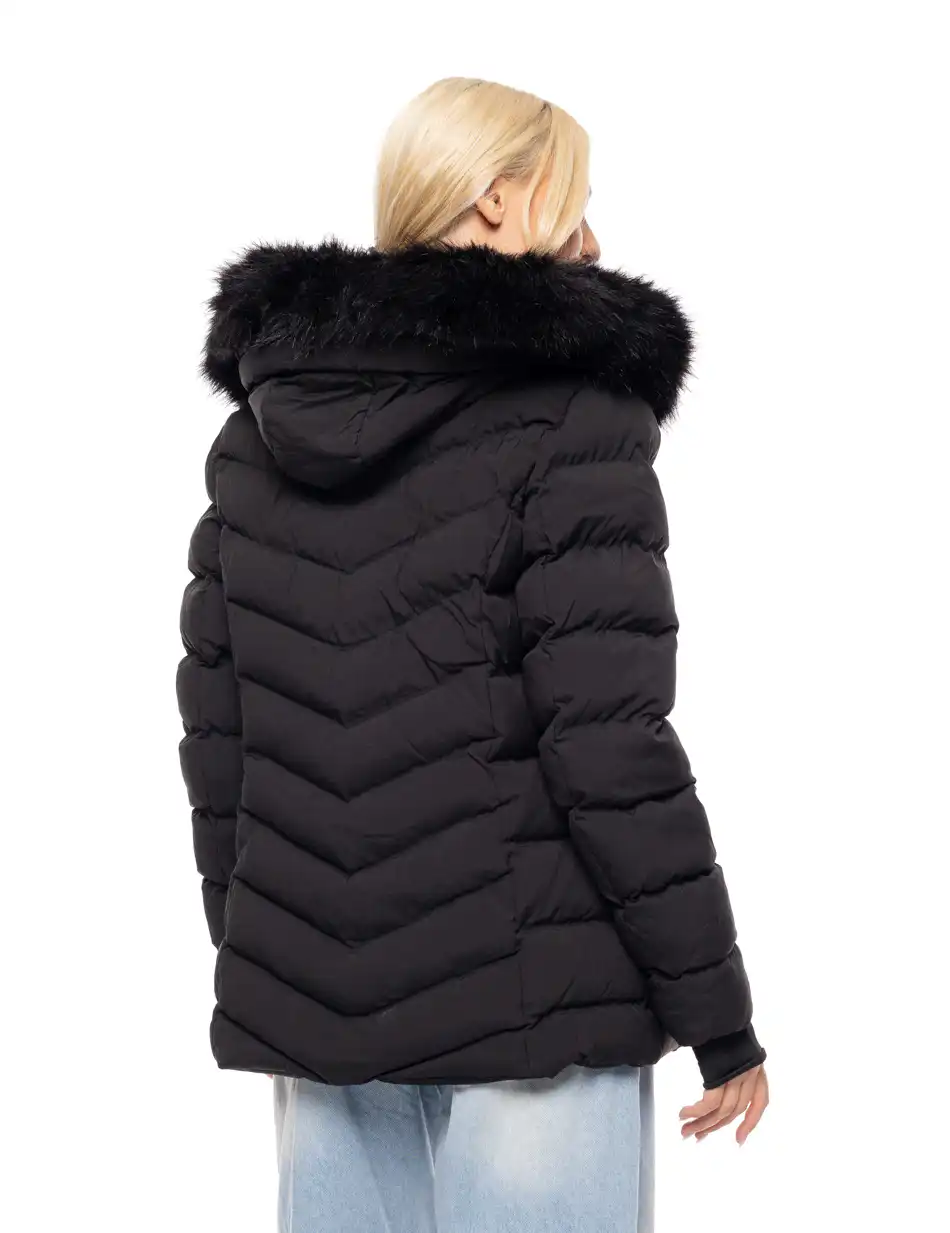 Biston fashion γυναικείο κοντό μπουφάν με αποσπώμενη κουκούλα 52-101-053 BLACK