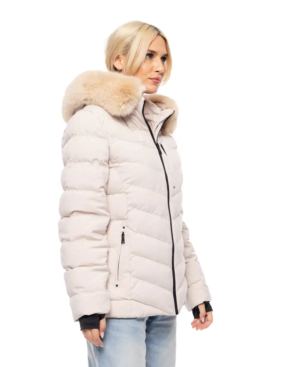 Biston fashion γυναικείο κοντό μπουφάν με αποσπώμενη κουκούλα 52-101-053 LT BEIGE