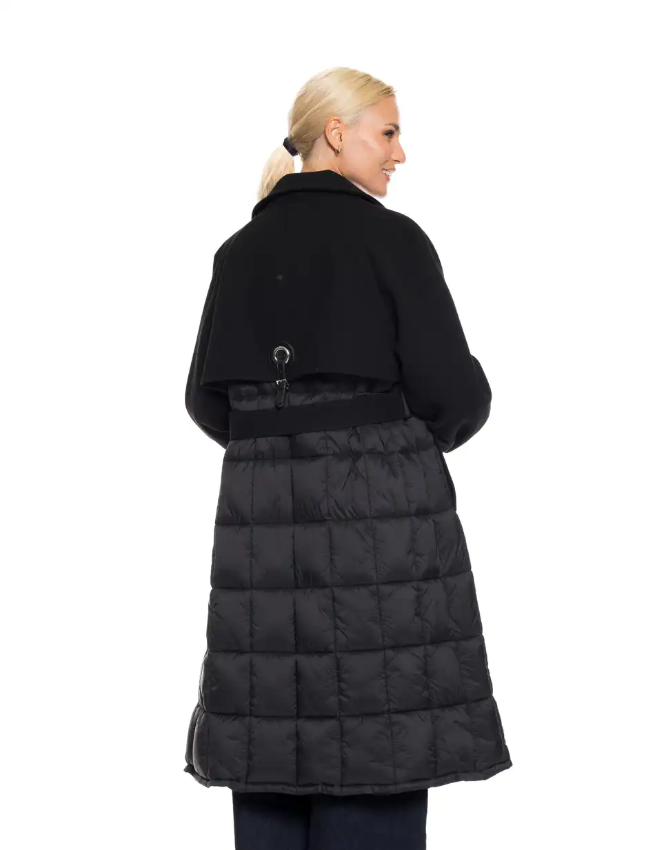 Biston fashion γυναικείο μακρύ πανωφόρι με ζώνη 52-101-054 BLACK