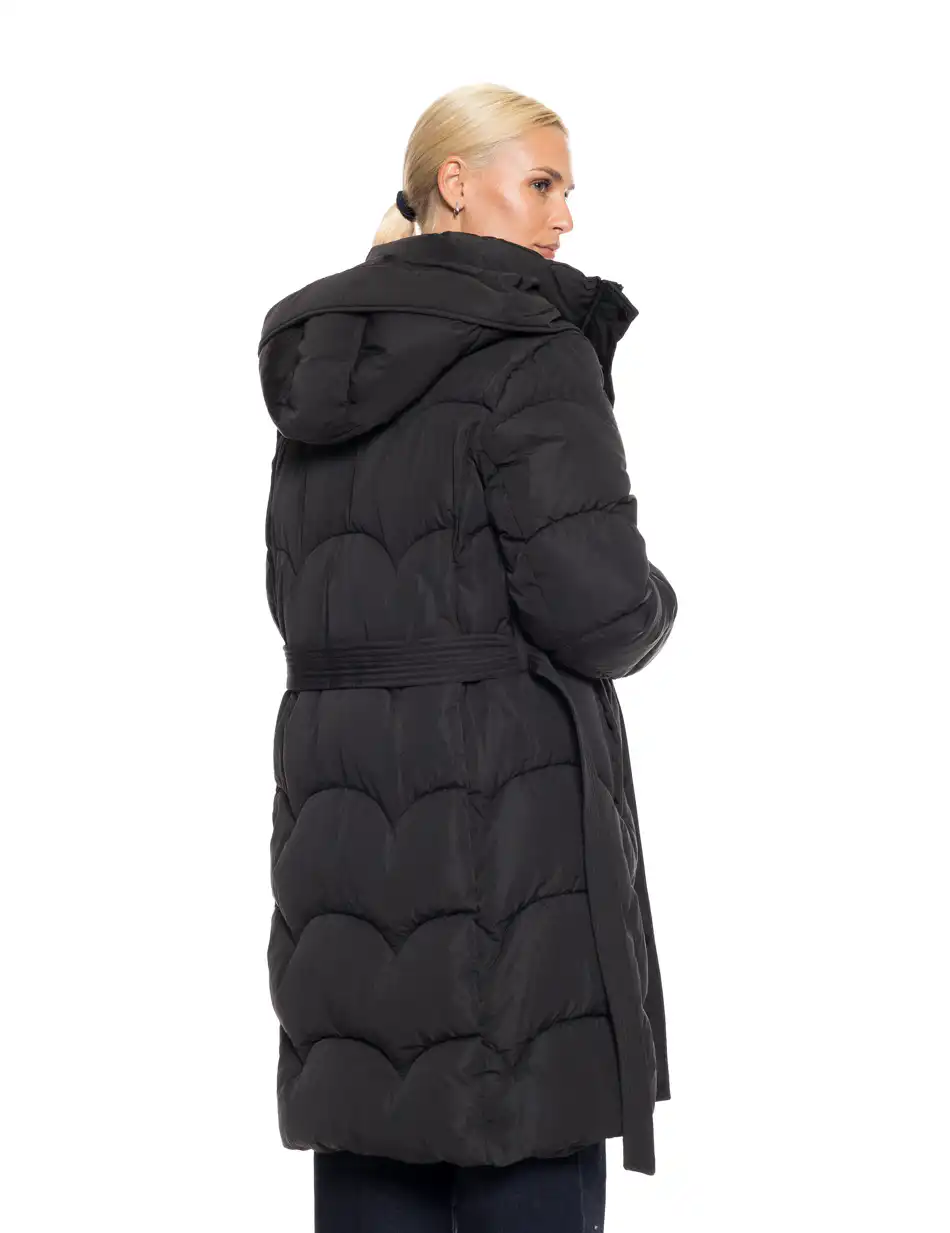 Splendid fashion γυναικείο μακρύ μπουφάν με αποσπώμενη κουκούλα 52-101-056 BLACK