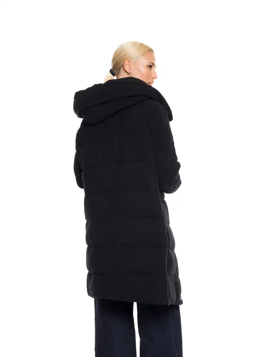 Biston fashion γυναικείο μακρύ μπουφάν με ενσωματωμένη κουκούλα 52-101-057 BLACK