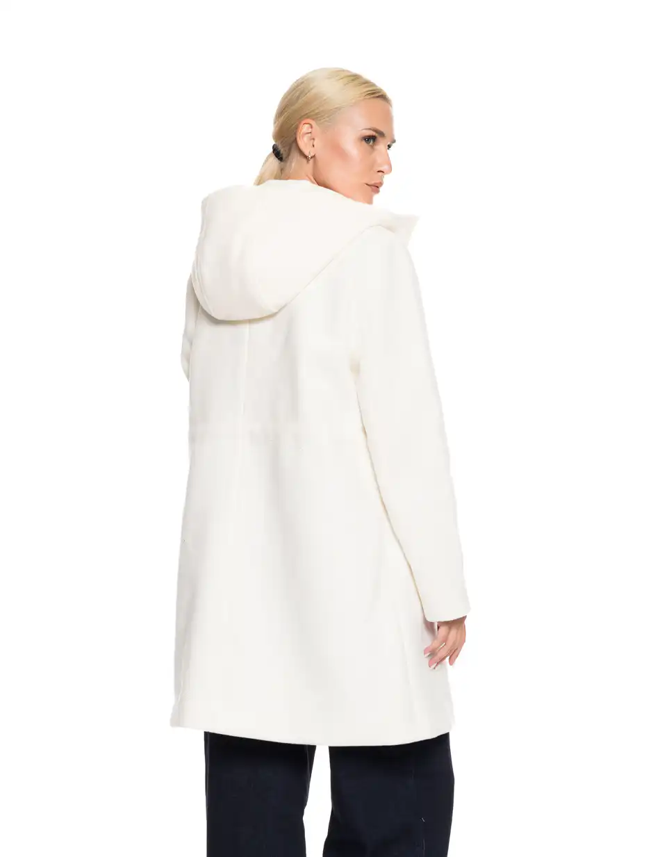 Biston fashion γυναικείο μακρύ μπουφάν με ενσωματωμένη κουκούλα 52-101-059 OFF WHITE