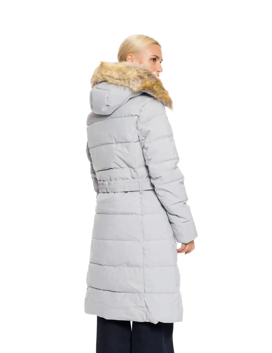 Biston fashion γυναικείο μακρύ μπουφάν με ενσωματωμένη κουκούλα 52-101-063 GREY