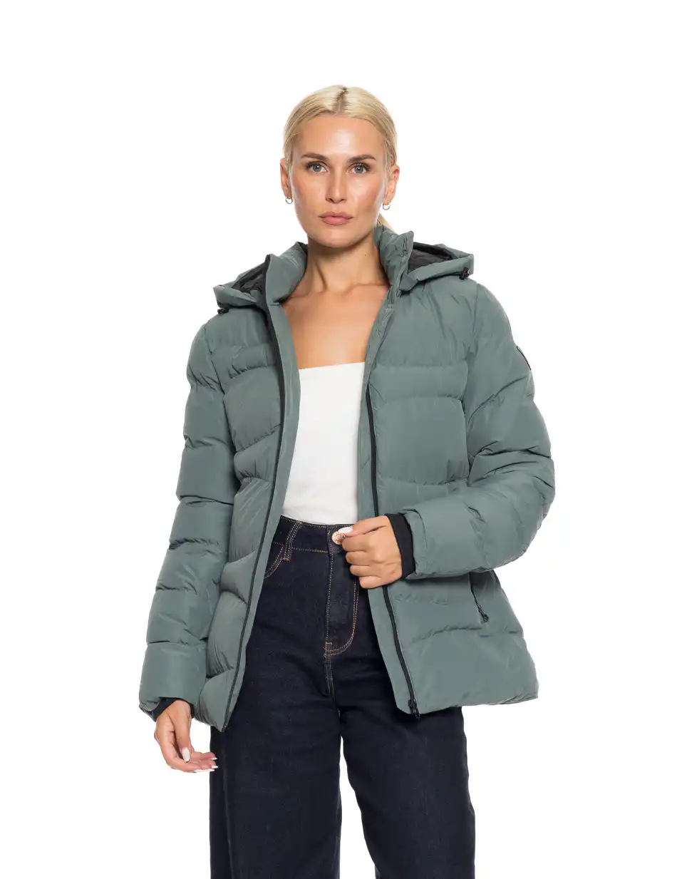 Splendid fashion γυναικείο κοντό μπουφάν με κουκούλα “slimfit” 52-101-066 GREEN