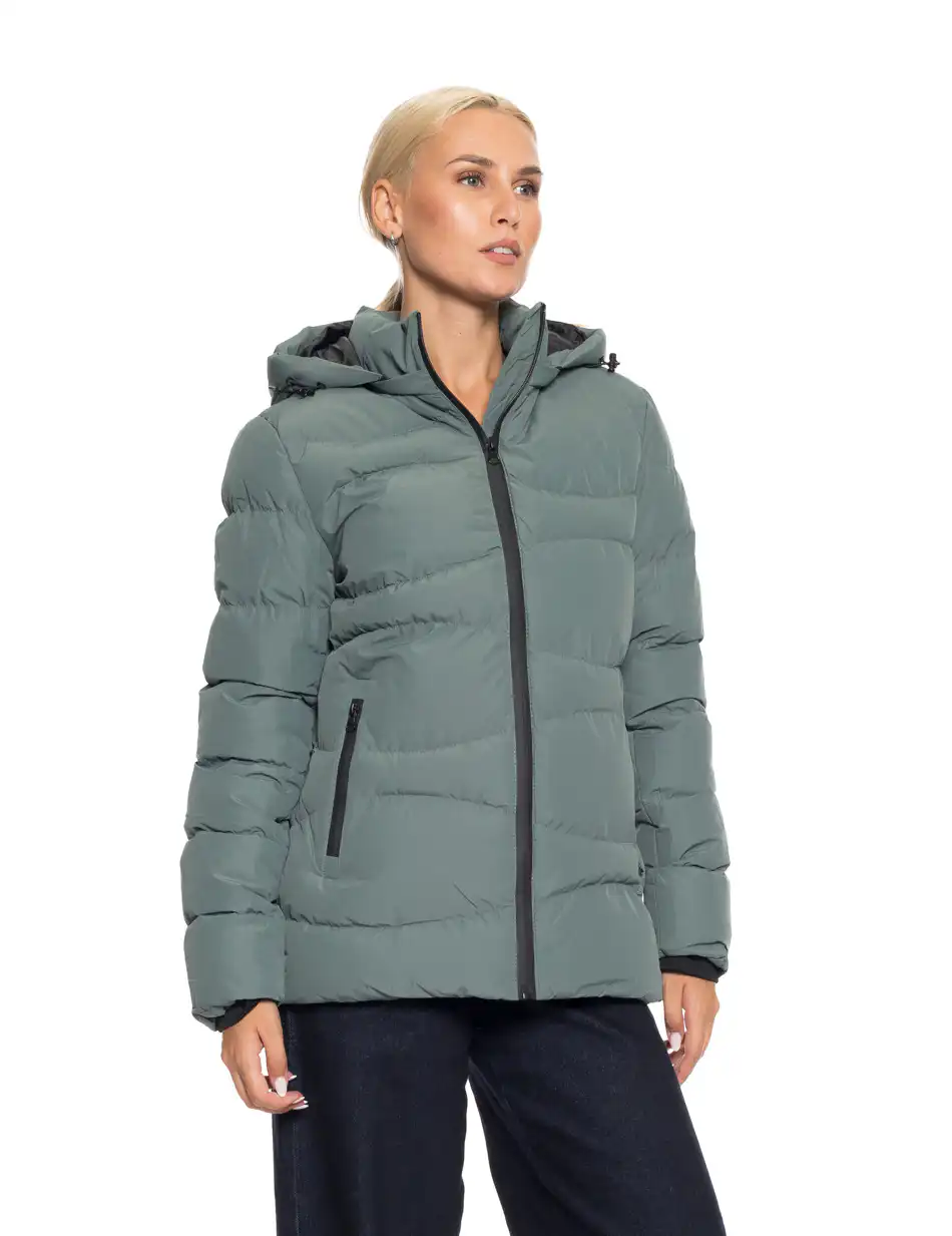 Splendid fashion γυναικείο κοντό μπουφάν με κουκούλα "slimfit" 52-101-066 GREEN