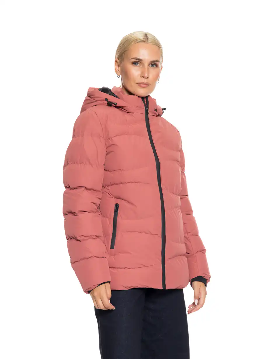Splendid fashion γυναικείο κοντό μπουφάν με κουκούλα "slimfit" 52-101-066 PINK