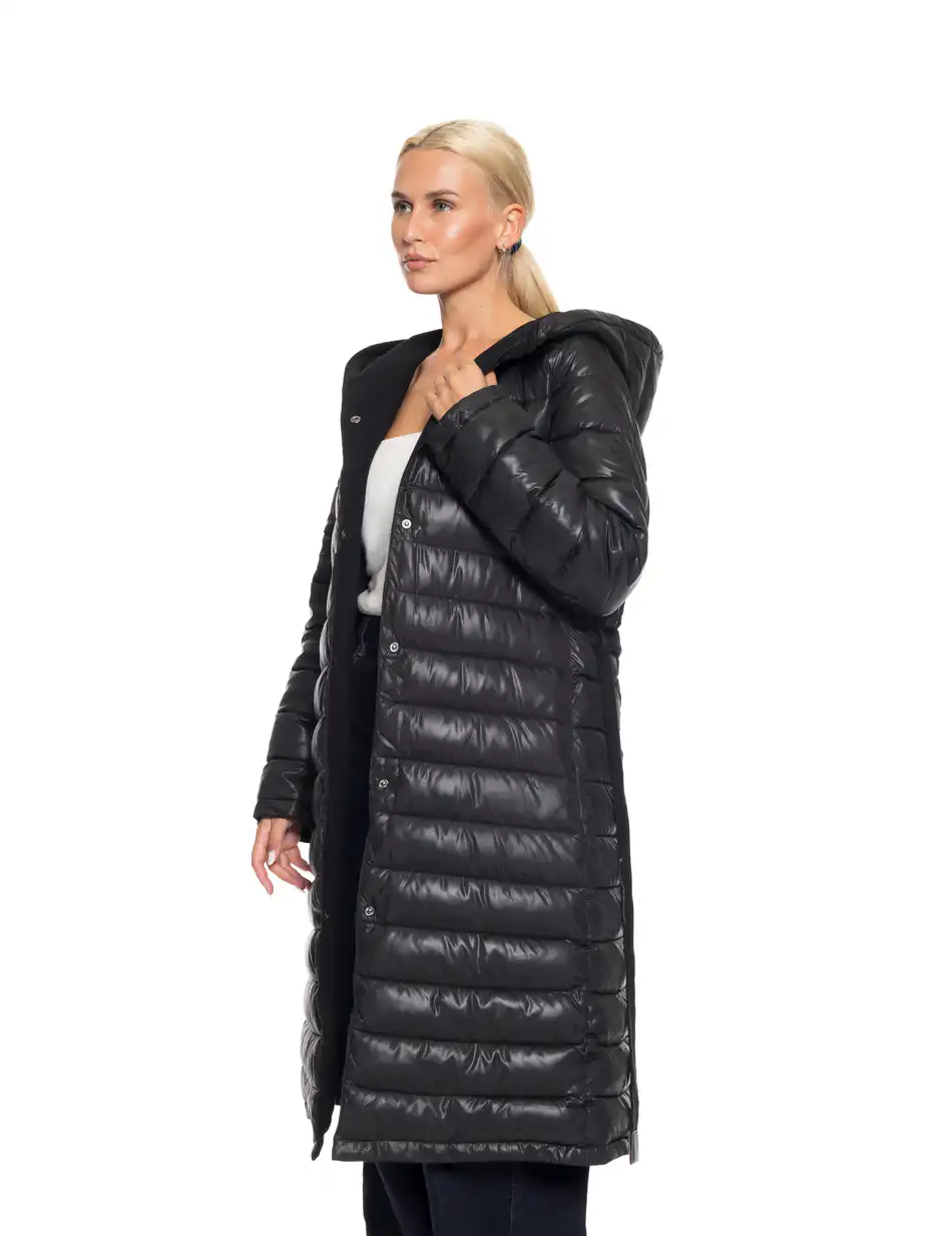 Biston fashion γυναικείο μακρύ μπουφάν με ενσωματωμένη κουκούλα 52-101-068 BLACK