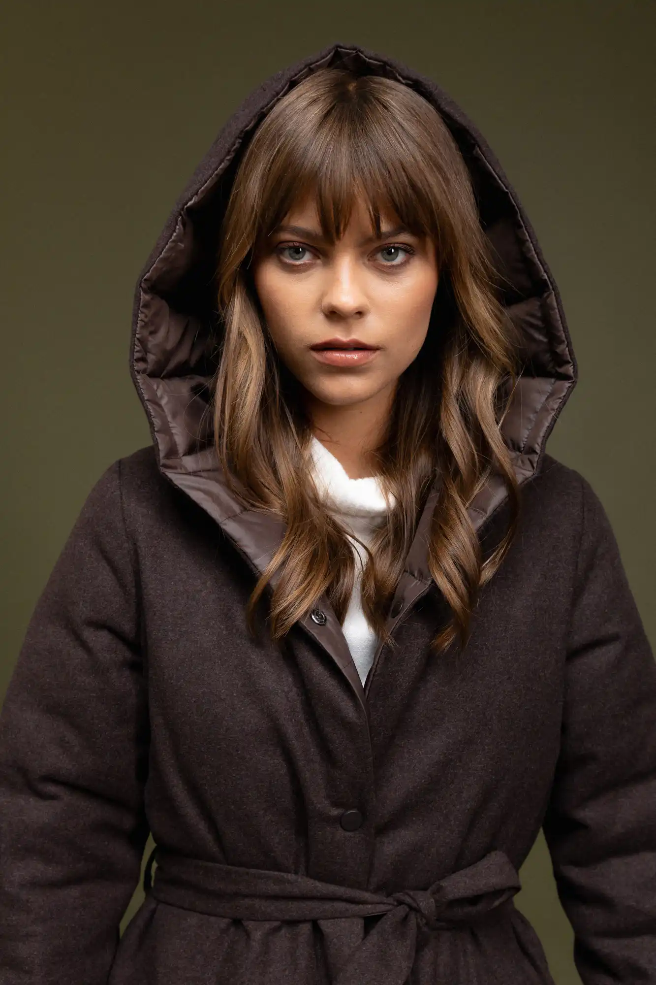 Biston fashion γυναικείο μακρύ μπουφάν με ενσωματωμένη κουκούλα 52-101-068 BROWN