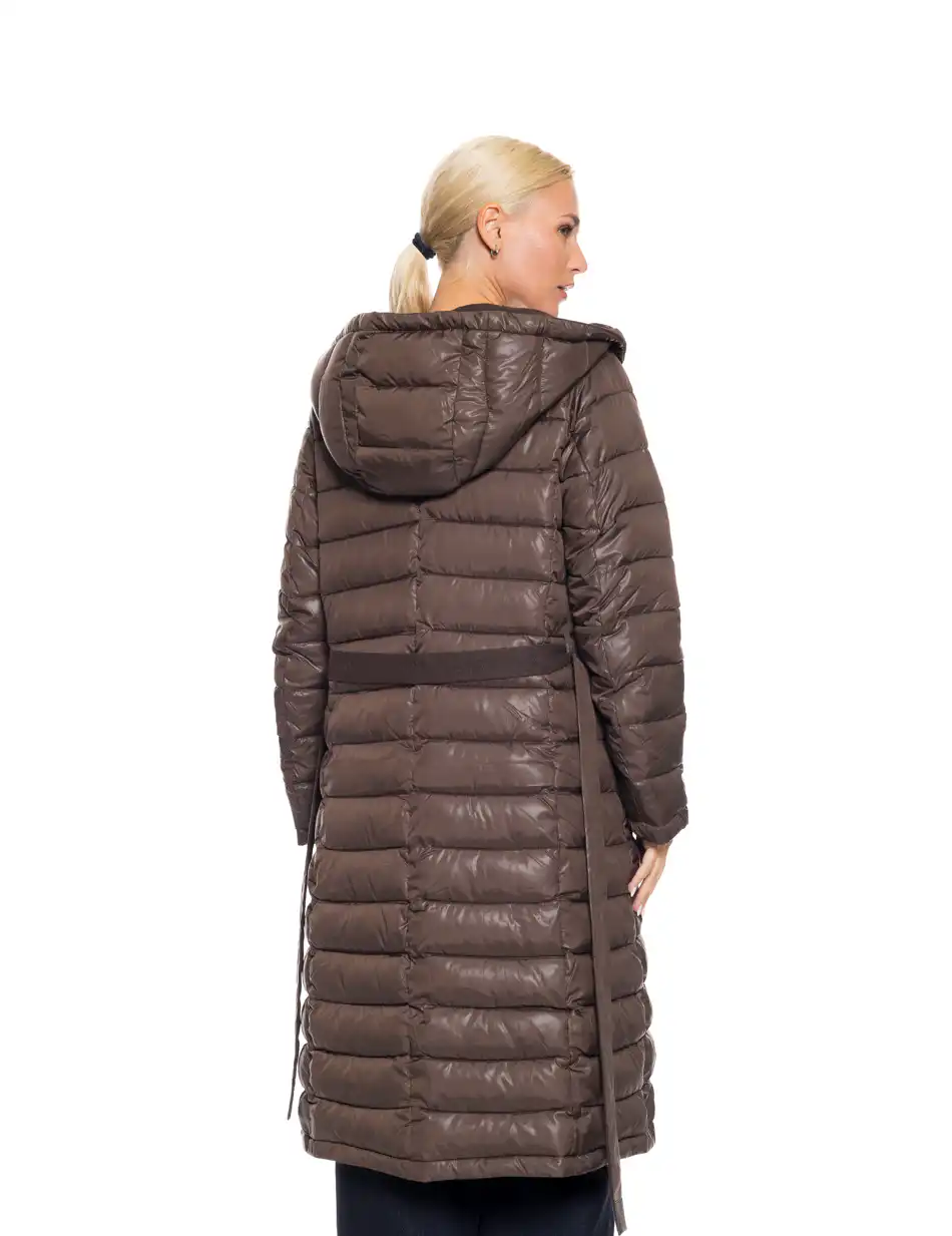 Biston fashion γυναικείο μακρύ μπουφάν με ενσωματωμένη κουκούλα 52-101-068 BROWN