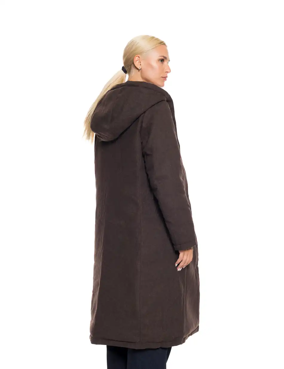 Biston fashion γυναικείο μακρύ μπουφάν με ενσωματωμένη κουκούλα 52-101-068 BROWN