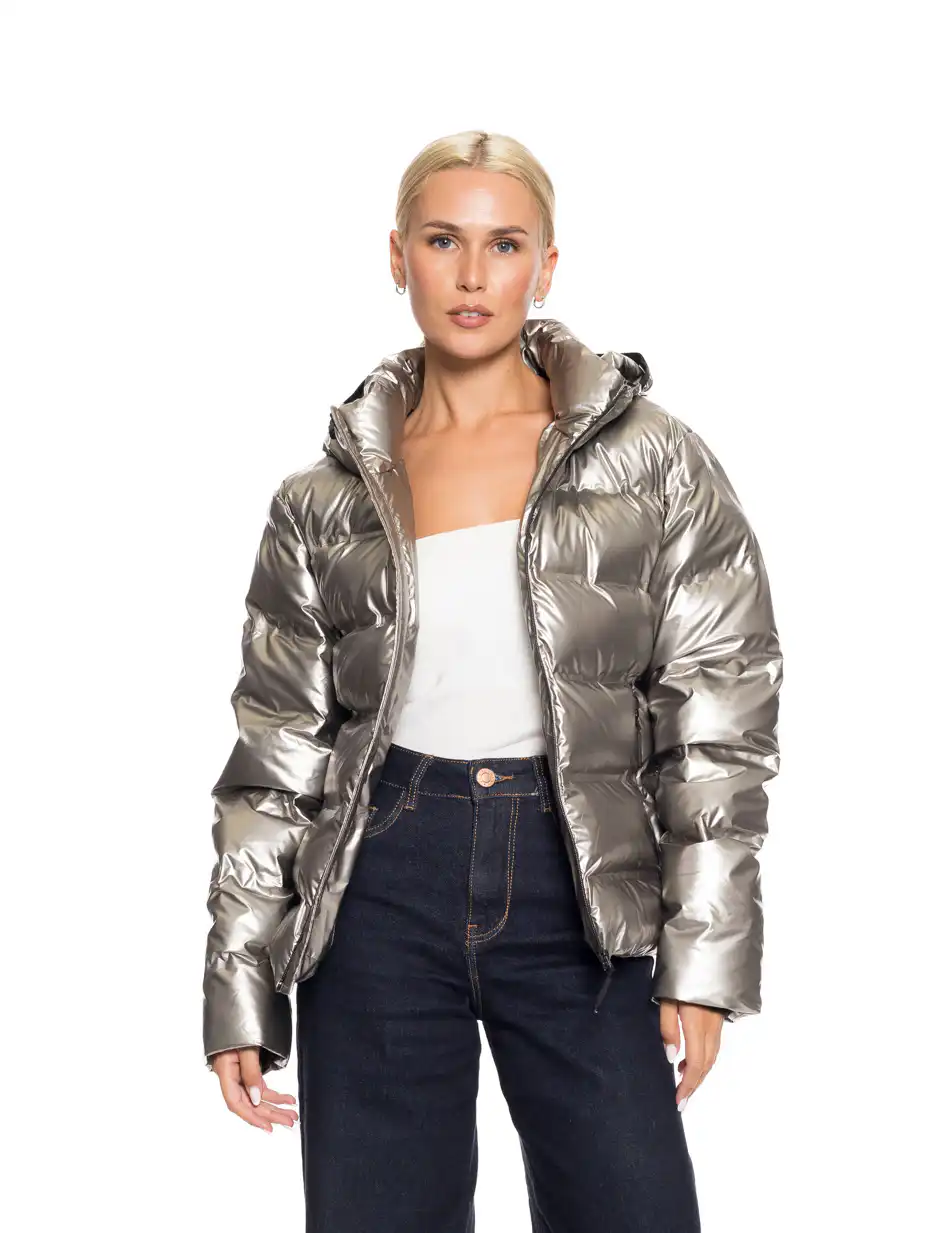 Biston fashion γυναικείο κοντό μπουφάν με κουκούλα 52-101-071 BEIGE