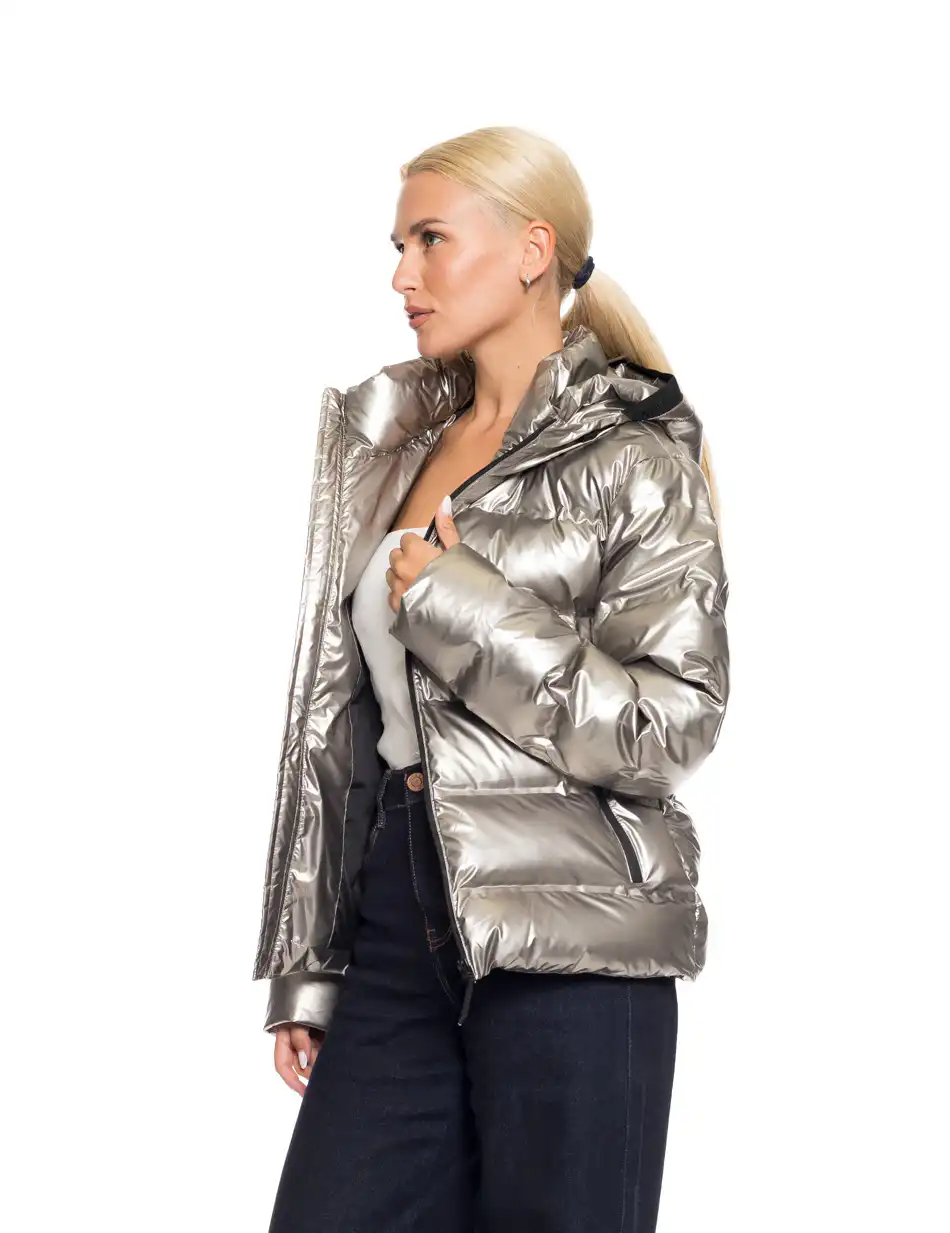 Biston fashion γυναικείο κοντό μπουφάν με κουκούλα 52-101-071 BEIGE