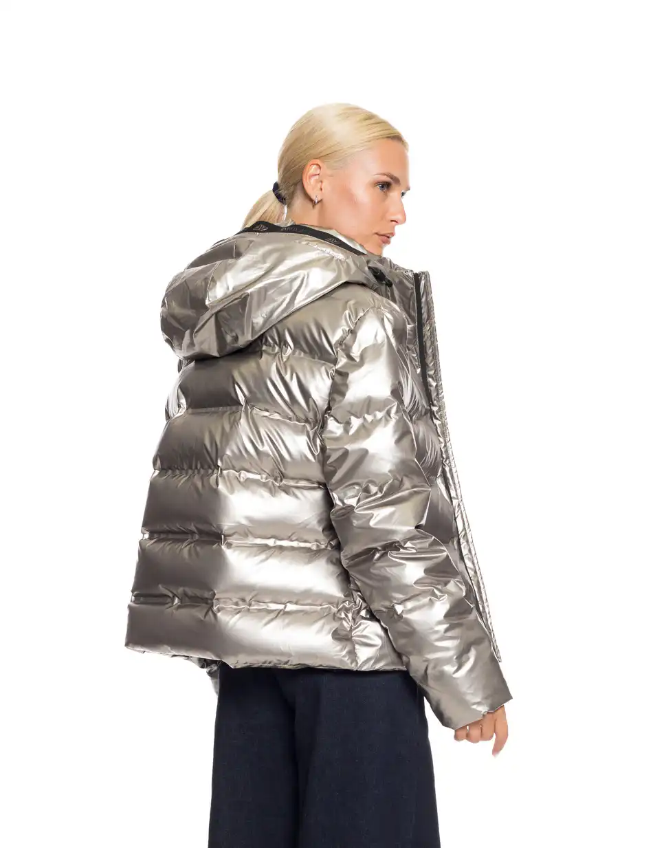 Biston fashion γυναικείο κοντό μπουφάν με κουκούλα 52-101-071 BEIGE