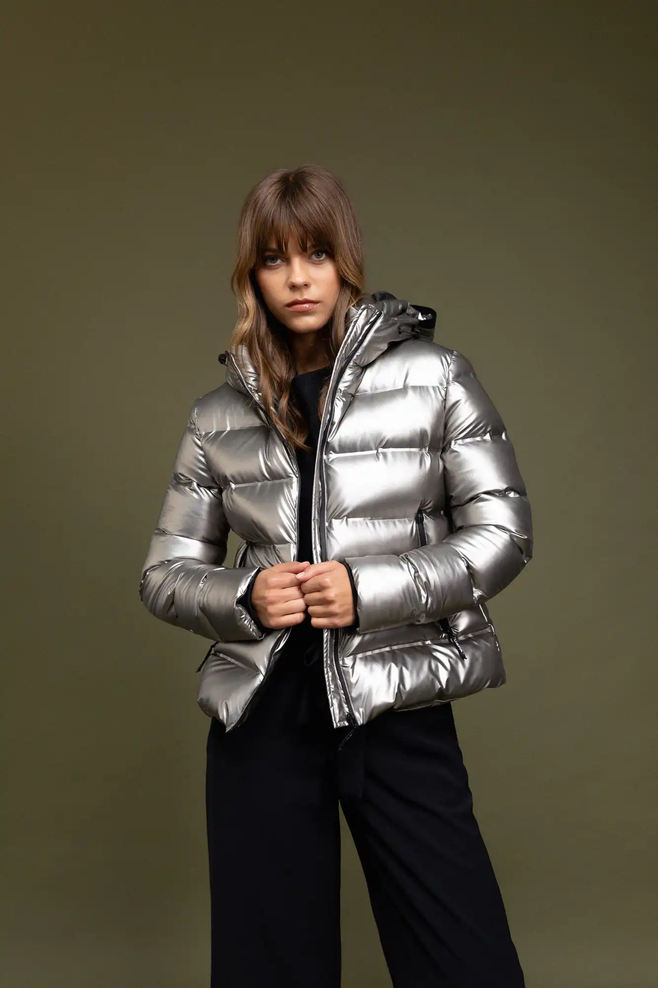 Biston fashion γυναικείο κοντό μπουφάν με κουκούλα 52-101-071 BEIGE