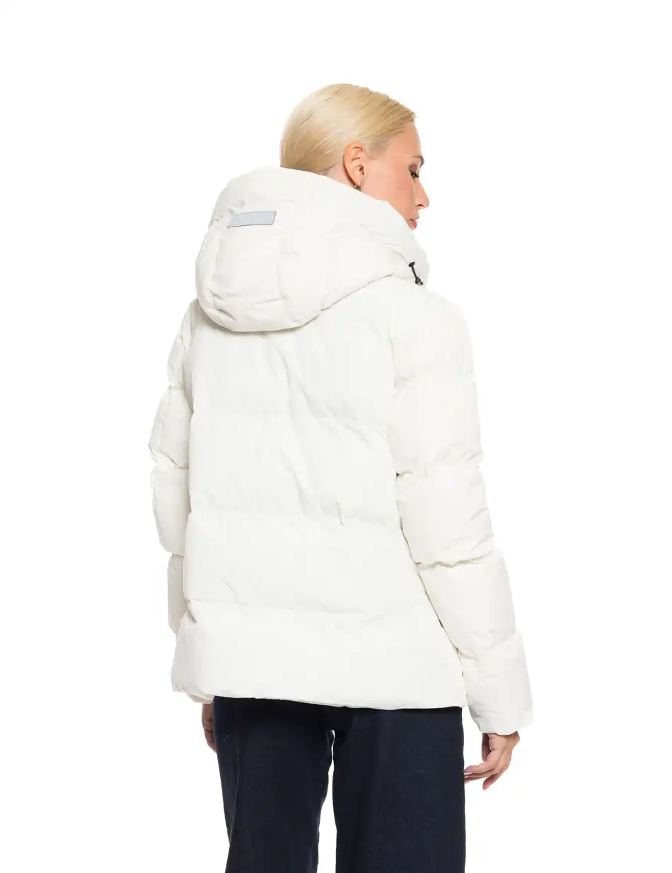 Biston fashion γυναικείο κοντό μπουφάν με ενσωματωμένη κουκούλα 52-101-072 OFF WHITE