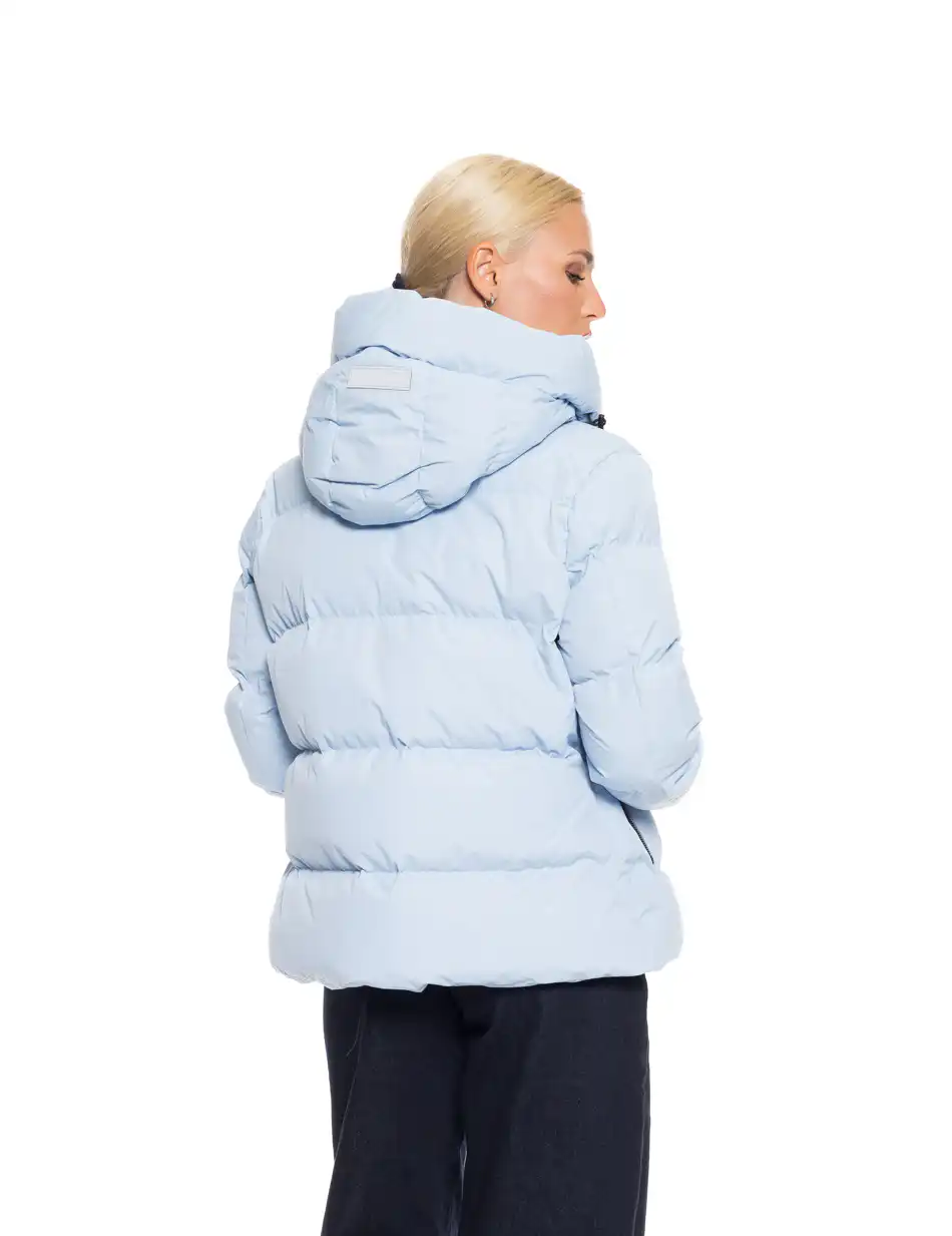 Biston fashion γυναικείο κοντό μπουφάν με ενσωματωμένη κουκούλα 52-101-072 SKY BLUE