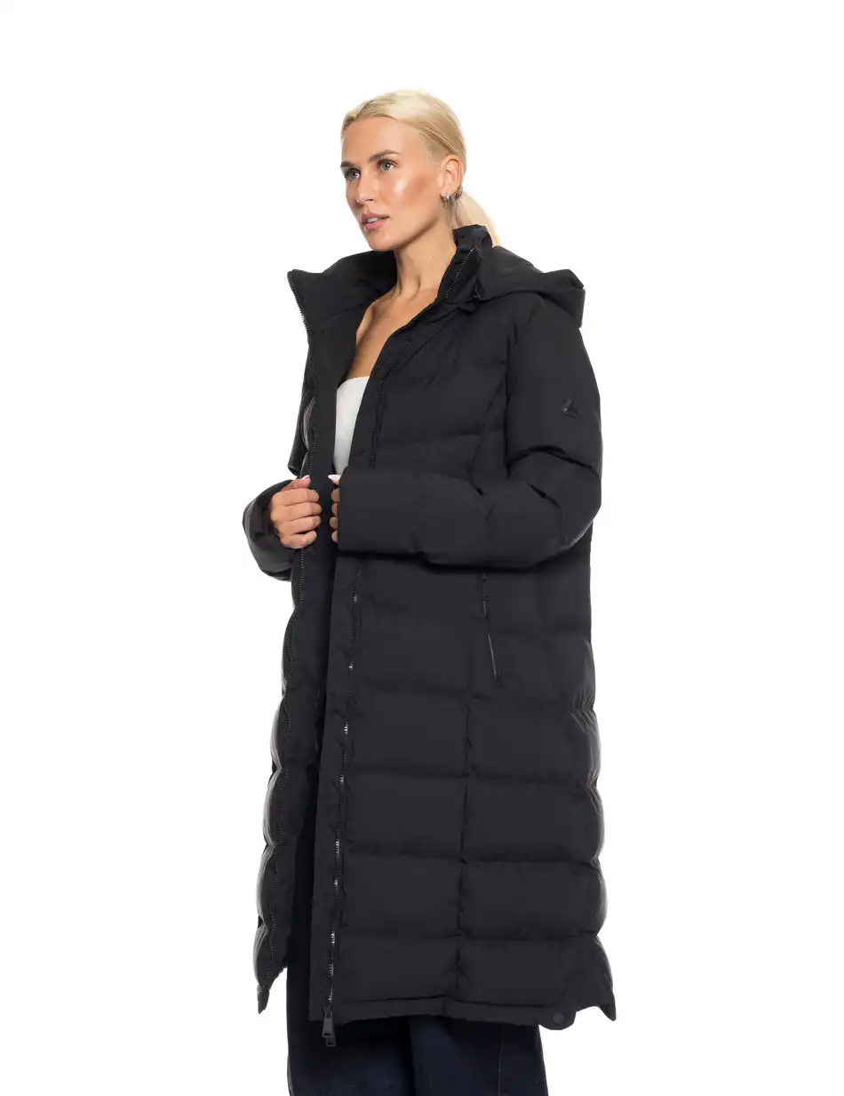 Splendid fashion γυναικείο μακρύ μπουφάν με κουκούλα 52-101-080 BLACK