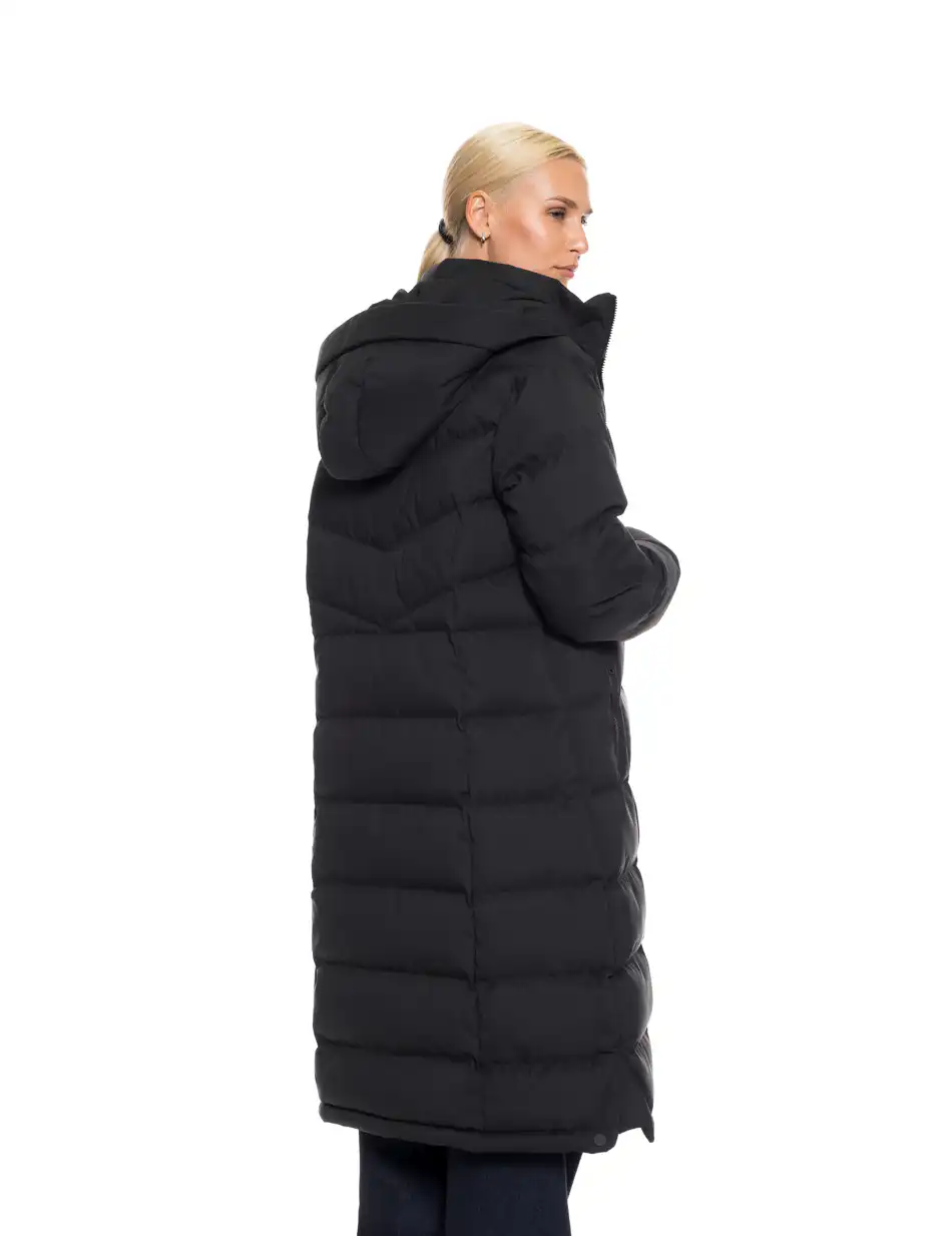 Splendid fashion γυναικείο μακρύ μπουφάν με κουκούλα 52-101-080 BLACK