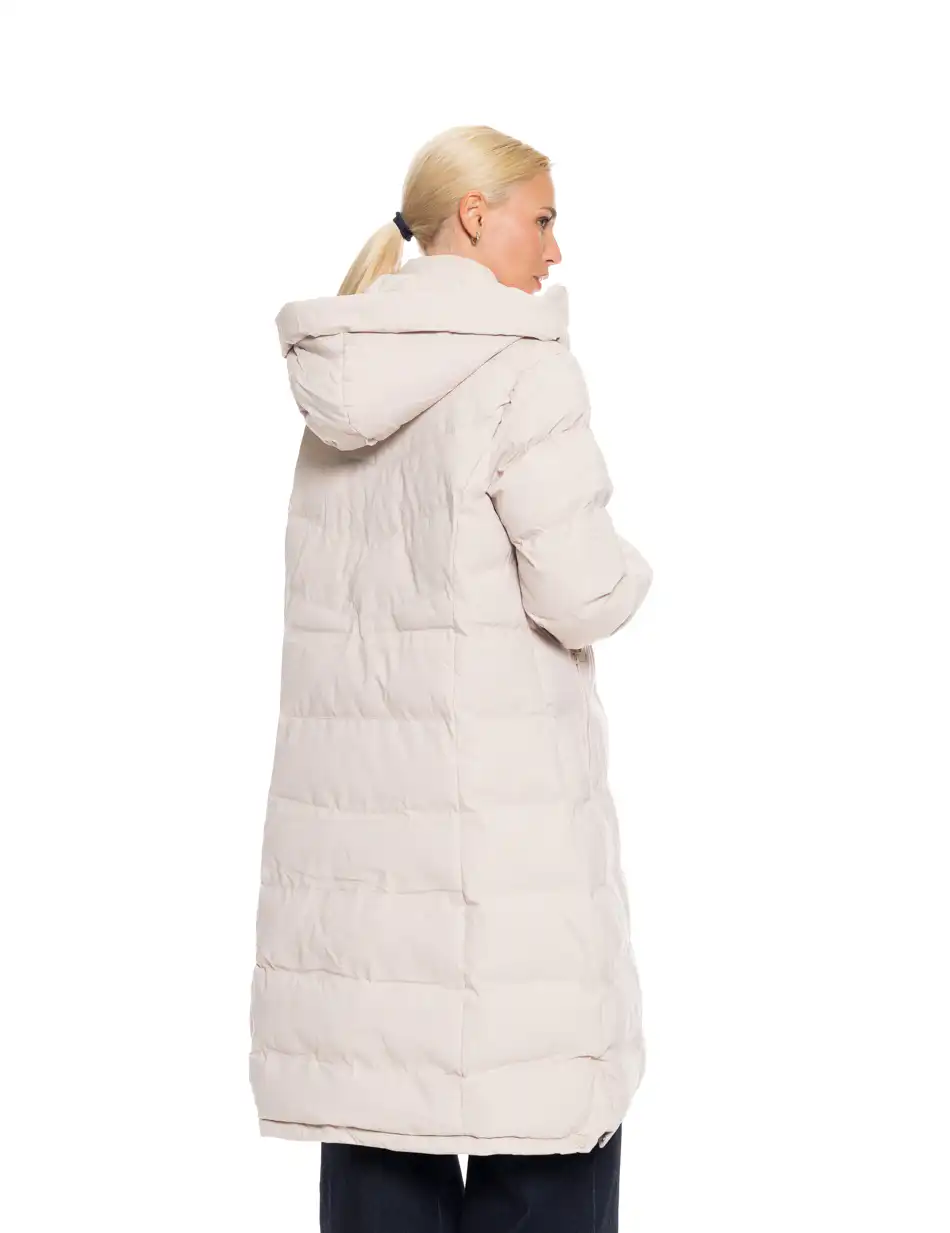 Splendid fashion γυναικείο μακρύ μπουφάν με κουκούλα 52-101-080 BEIGE