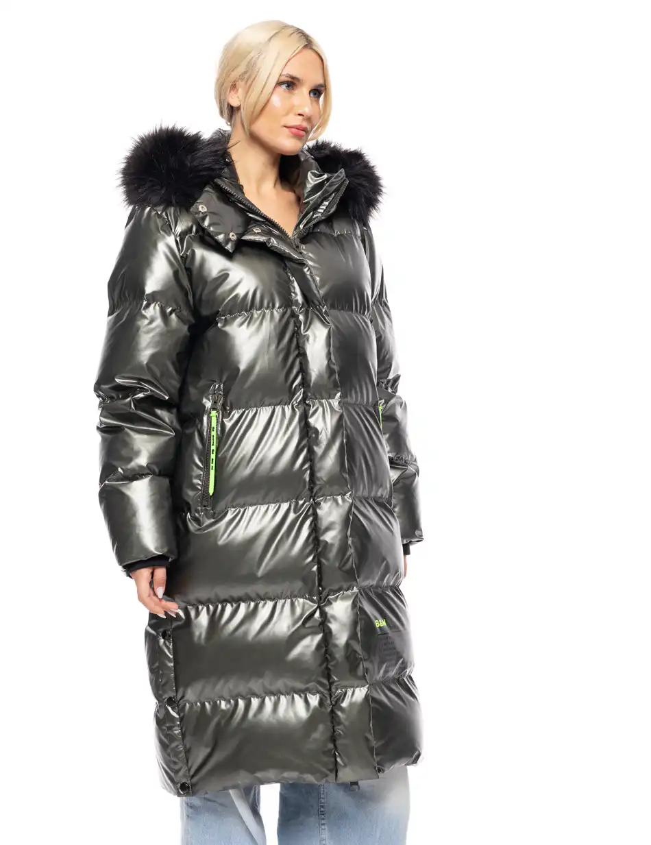 Biston fashion γυναικείο μακρύ μπουφάν με ενσωματωμένη κουκούλα 52-101-087 KHAKI