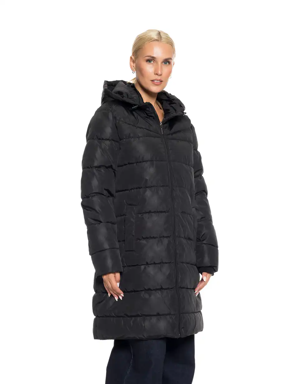 Splendid fashion γυναικείο μακρύ μπουφάν με κουκούλα 52-101-095 BLACK