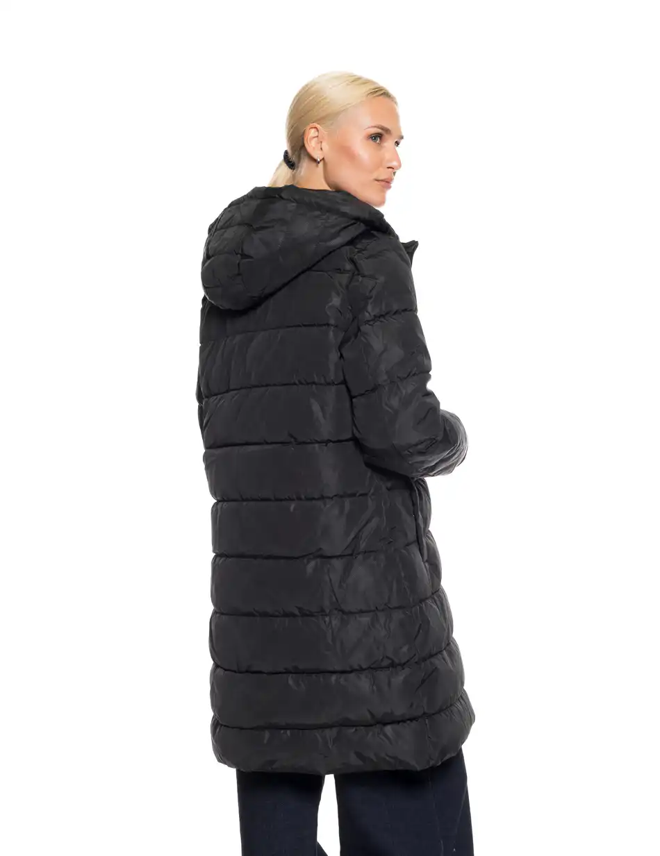 Splendid fashion γυναικείο μακρύ μπουφάν με κουκούλα 52-101-095 BLACK