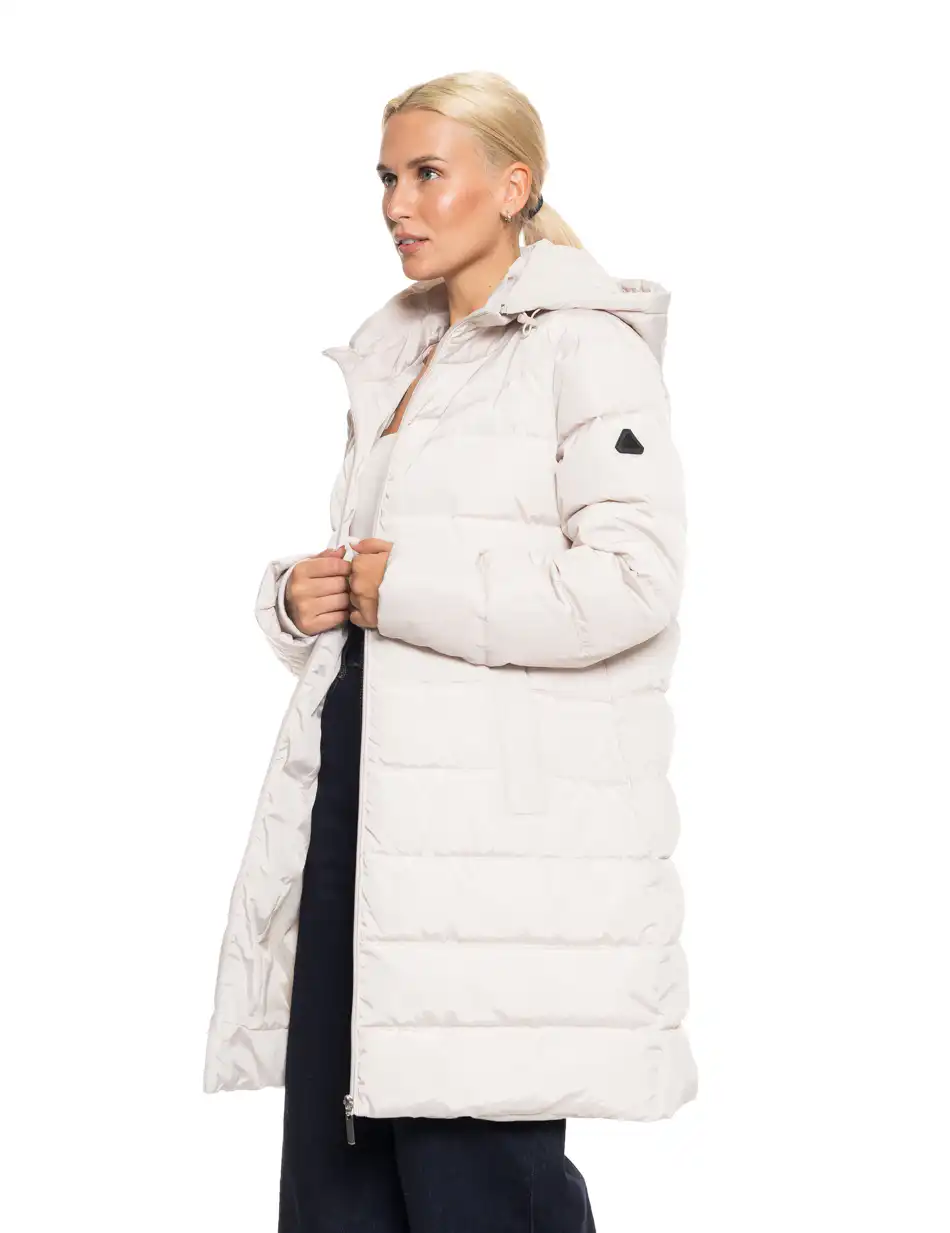 Splendid fashion γυναικείο μακρύ μπουφάν με κουκούλα 52-101-095 OFF WHITE
