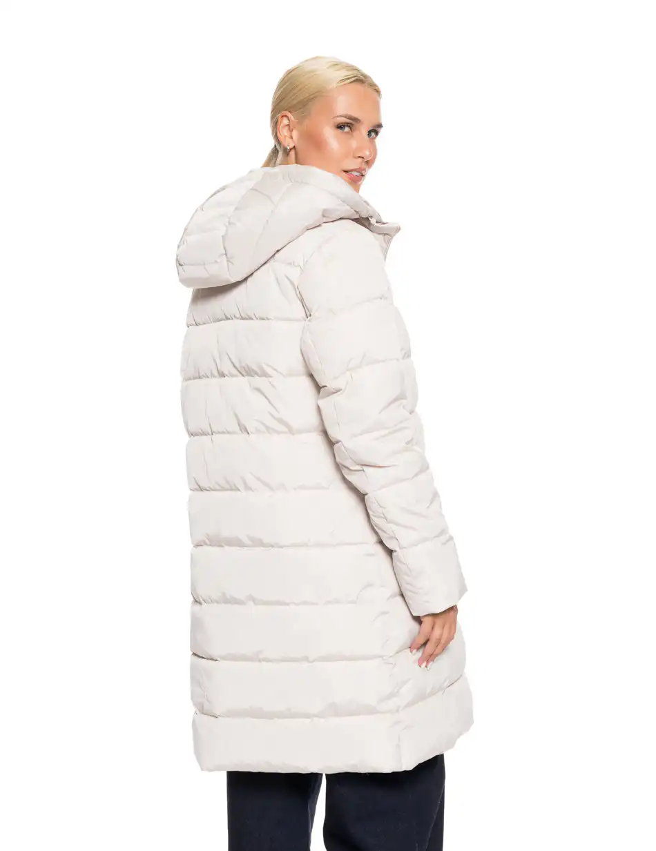 Splendid fashion γυναικείο μακρύ μπουφάν με κουκούλα 52-101-095 OFF WHITE