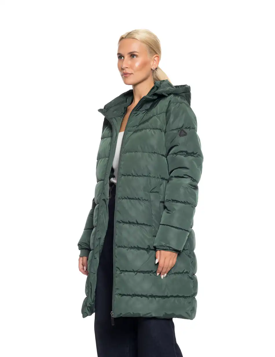 Splendid fashion γυναικείο μακρύ μπουφάν με κουκούλα 52-101-095 DK GREEN