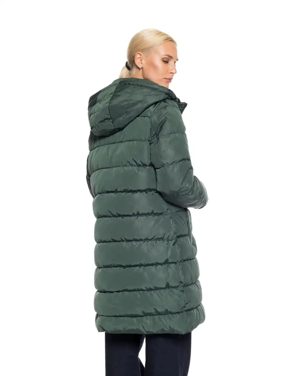 Splendid fashion γυναικείο μακρύ μπουφάν με κουκούλα 52-101-095 DK GREEN