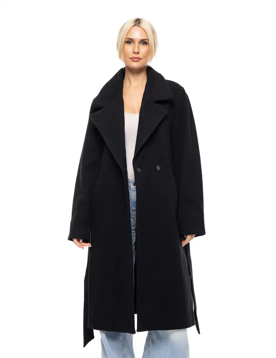 Splendid fashion γυναικείο μακρύ μάλλινο πανωφόρι 52-101-098 BLACK