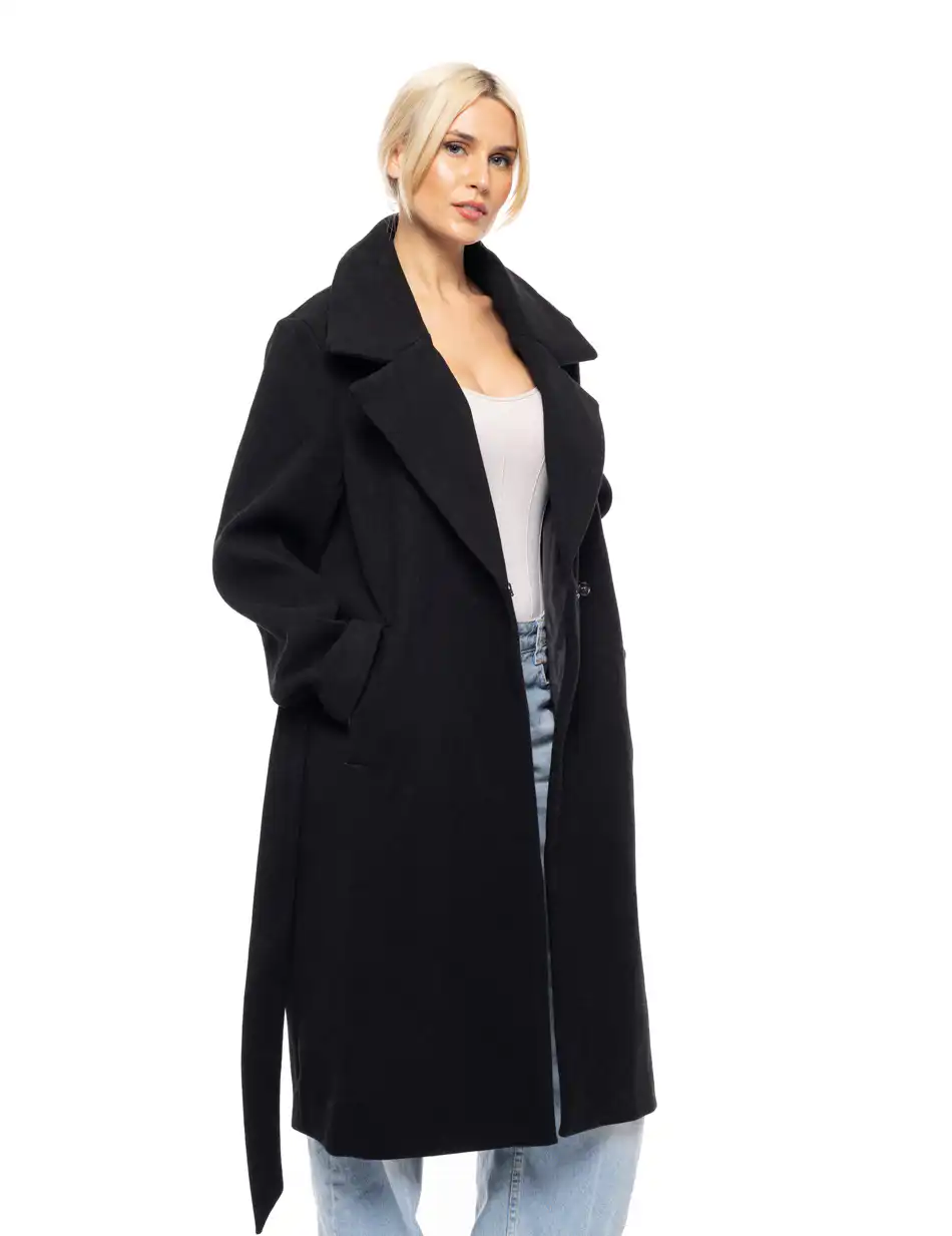 Splendid fashion γυναικείο μακρύ μάλλινο πανωφόρι 52-101-098 BLACK