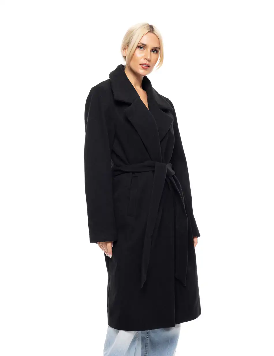 Splendid fashion γυναικείο μακρύ μάλλινο πανωφόρι 52-101-098 BLACK