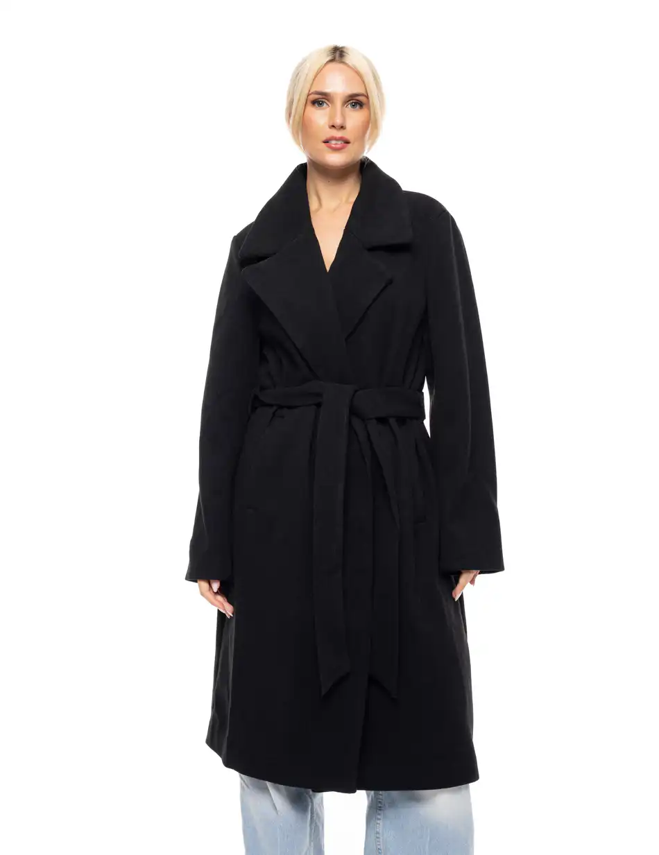 Splendid fashion γυναικείο μακρύ μάλλινο πανωφόρι 52-101-098 BLACK