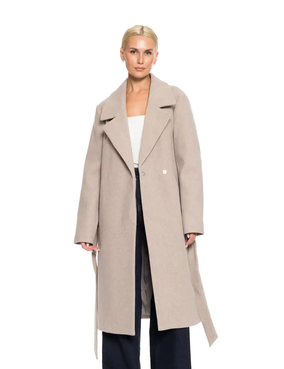 Splendid fashion γυναικείο μακρύ μάλλινο πανωφόρι 52-101-098 DK BEIGE