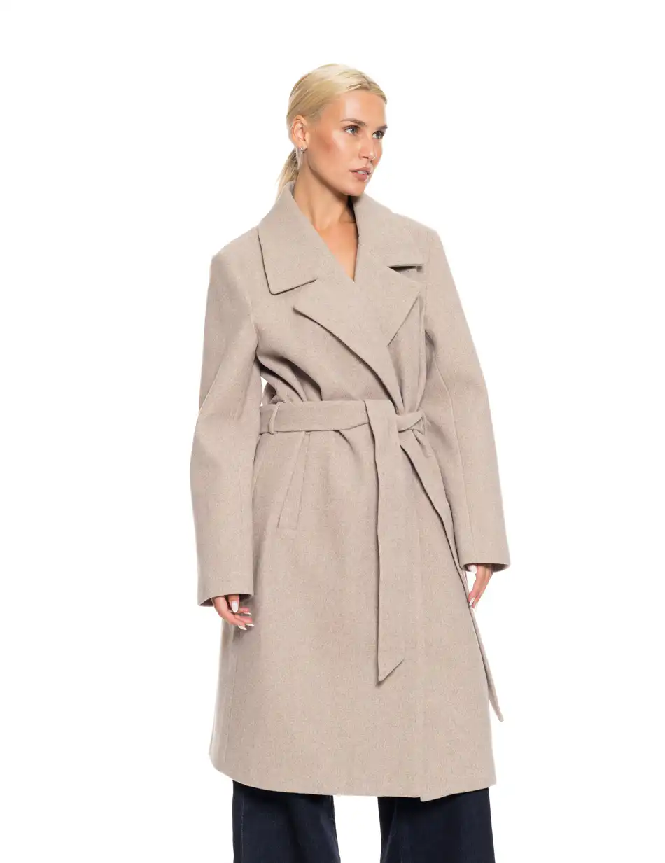 Splendid fashion γυναικείο μακρύ μάλλινο πανωφόρι 52-101-098 DK BEIGE