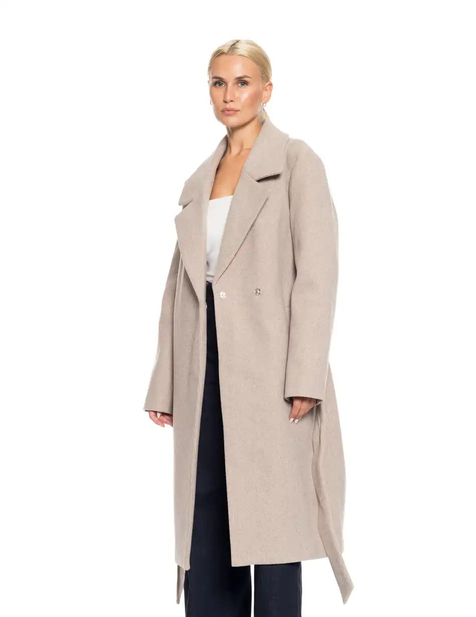 Splendid fashion γυναικείο μακρύ μάλλινο πανωφόρι 52-101-098 DK BEIGE