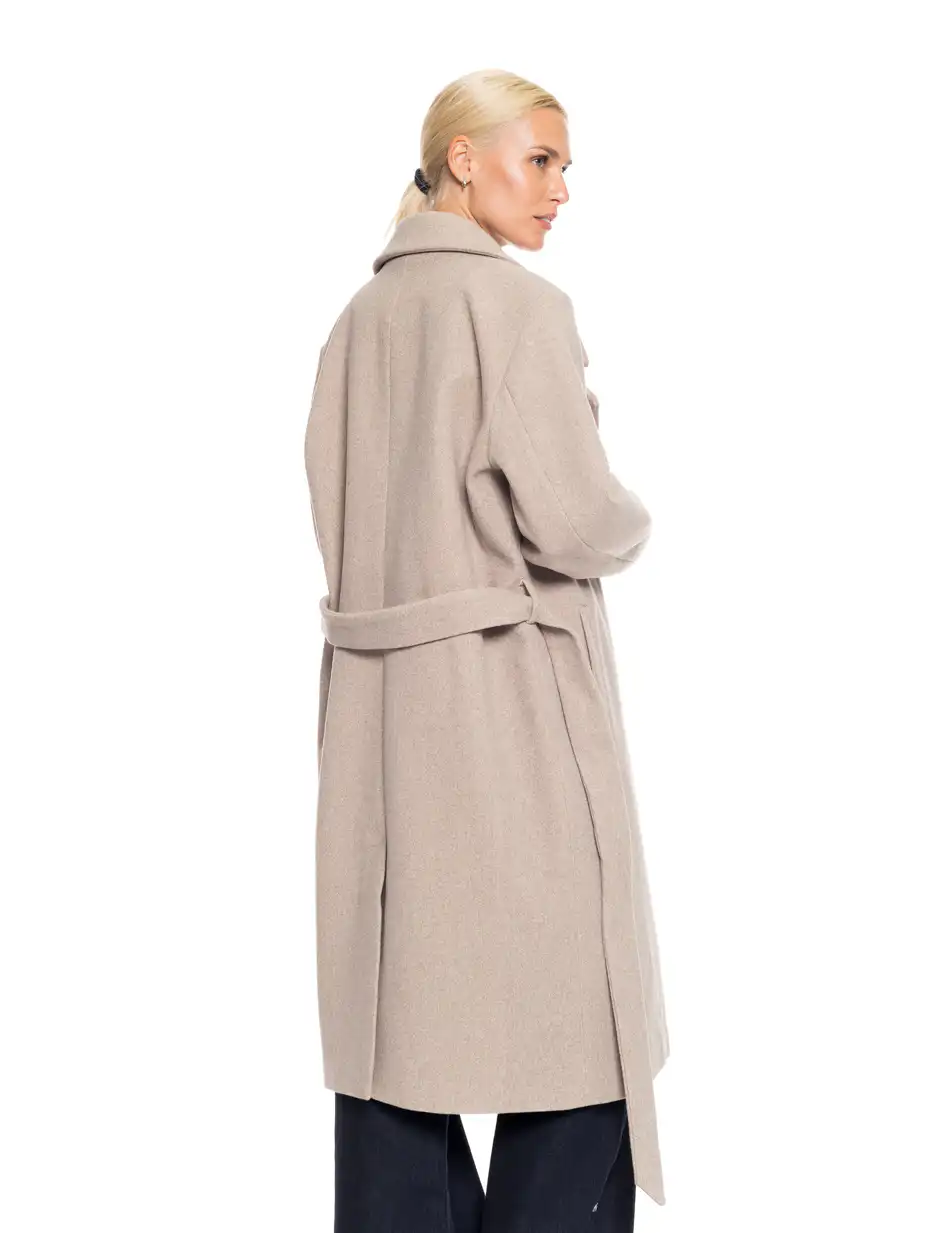 Splendid fashion γυναικείο μακρύ μάλλινο πανωφόρι 52-101-098 DK BEIGE