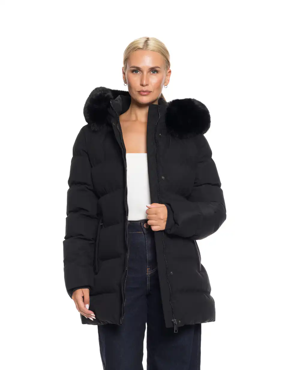 Biston fashion γυναικείο κοντό μπουφάν με αποσπώμενη κουκούλα 52-101-099 BLACK