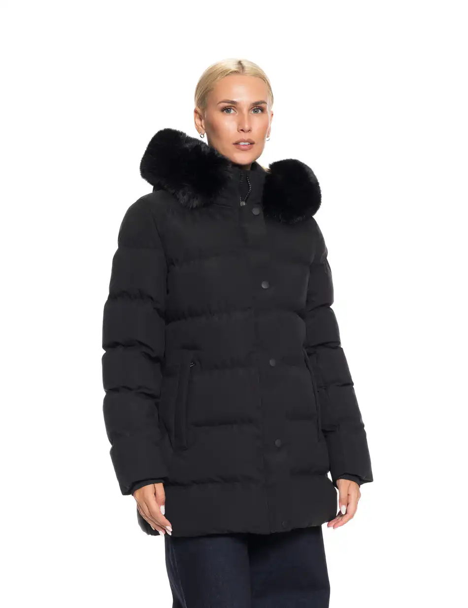 Biston fashion γυναικείο κοντό μπουφάν με αποσπώμενη κουκούλα 52-101-099 BLACK