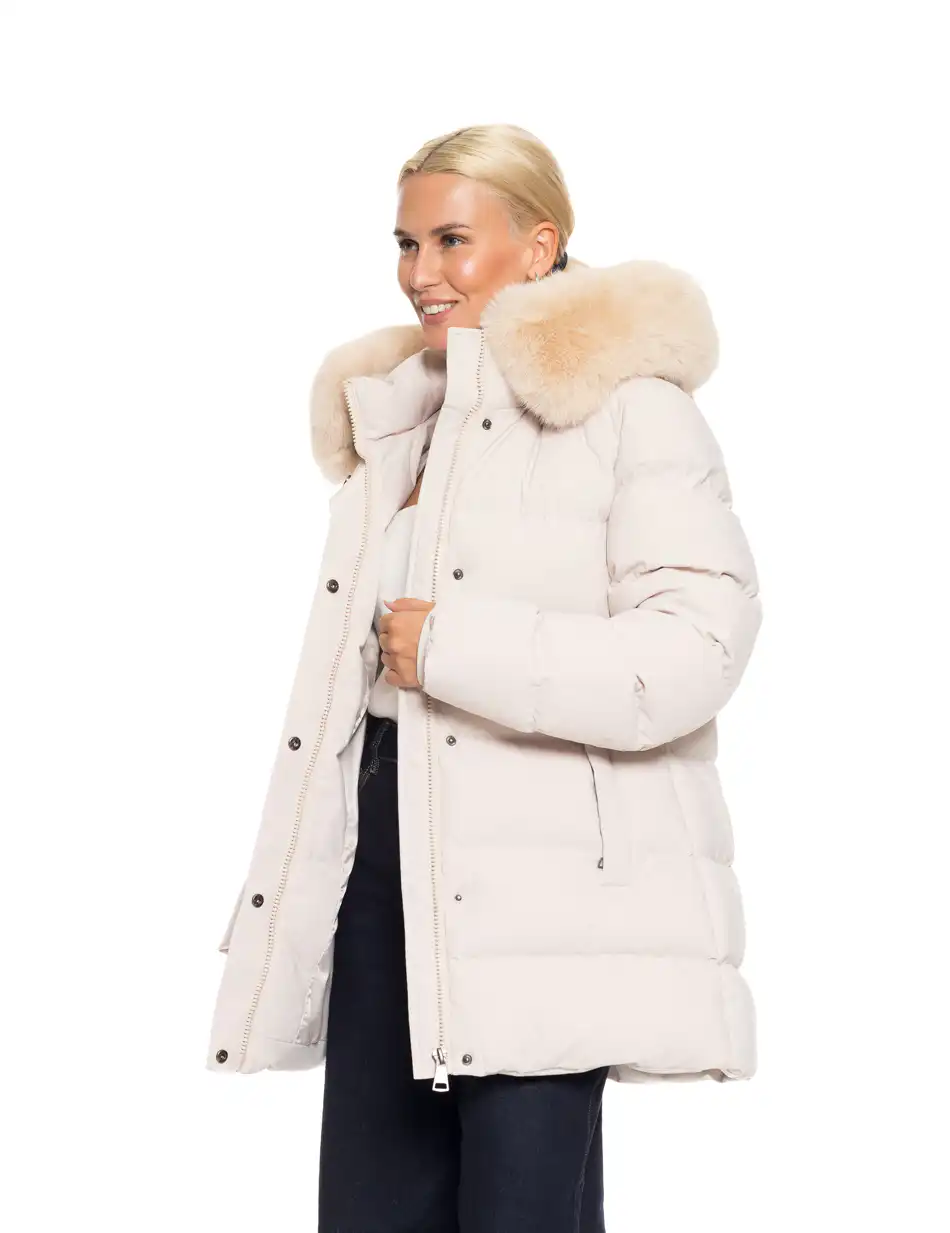 Biston fashion γυναικείο κοντό μπουφάν με αποσπώμενη κουκούλα 52-101-099 LT BEIGE