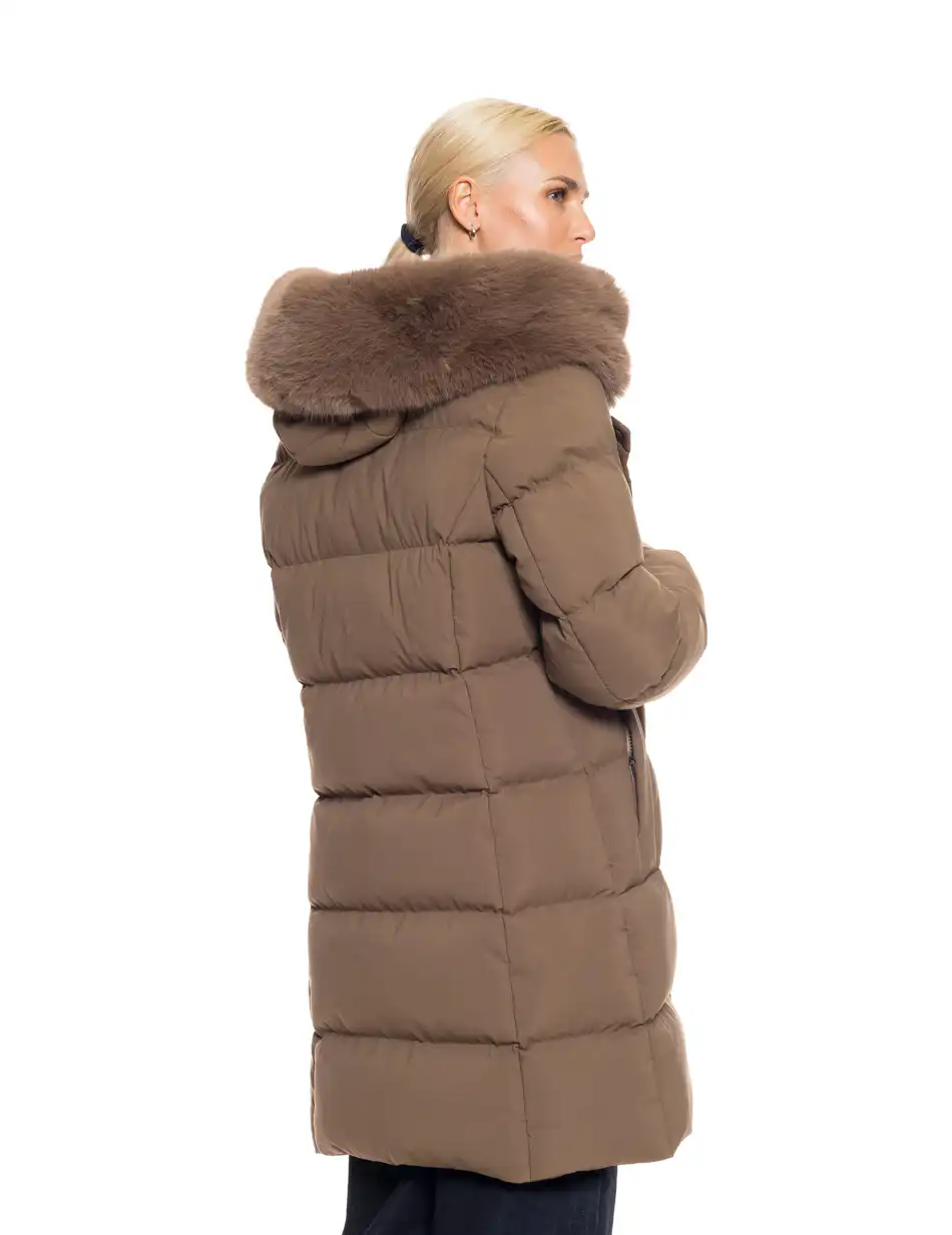 Splendid fashion γυναικείο μακρύ μπουφάν με κουκούλα 52-101-101 KHAKI