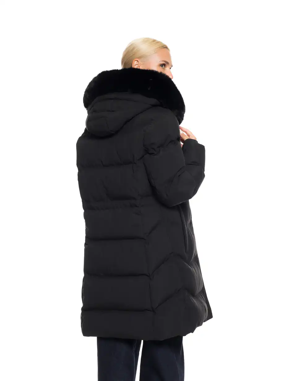 Biston fashion γυναικείο μακρύ μπουφάν με αποσπώμενη κουκούλα 52-101-104 BLACK