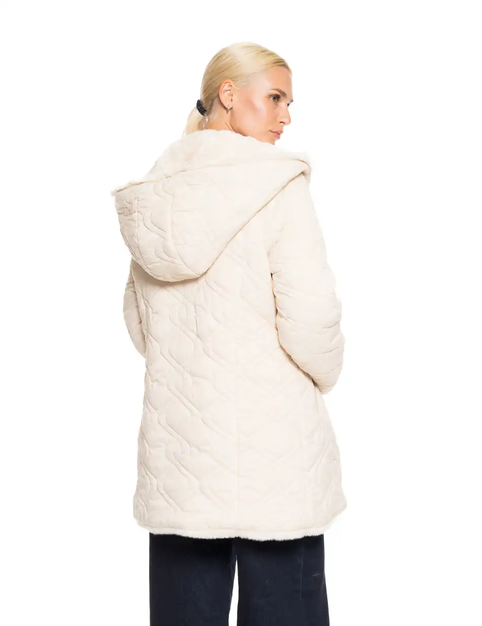 Splendid fashion γυναικείο demi γούνινο πανωφόρι διπλής όψης 52-101-106 OFF WHITE