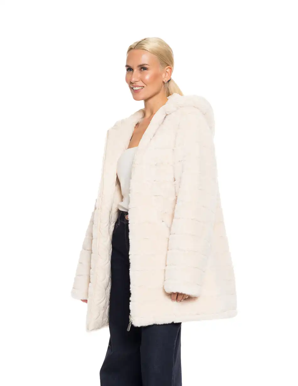 Splendid fashion γυναικείο demi γούνινο πανωφόρι διπλής όψης 52-101-106 OFF WHITE