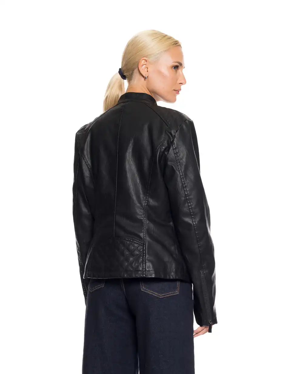 Splendid fashion γυναικείο κοντό πανωφόρι από συνθετική δερματίνη 52-101-107 BLACK