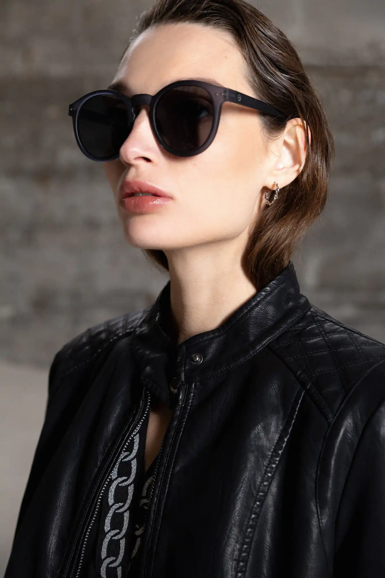 Splendid fashion γυναικείο κοντό πανωφόρι από συνθετική δερματίνη 52-101-107 BLACK