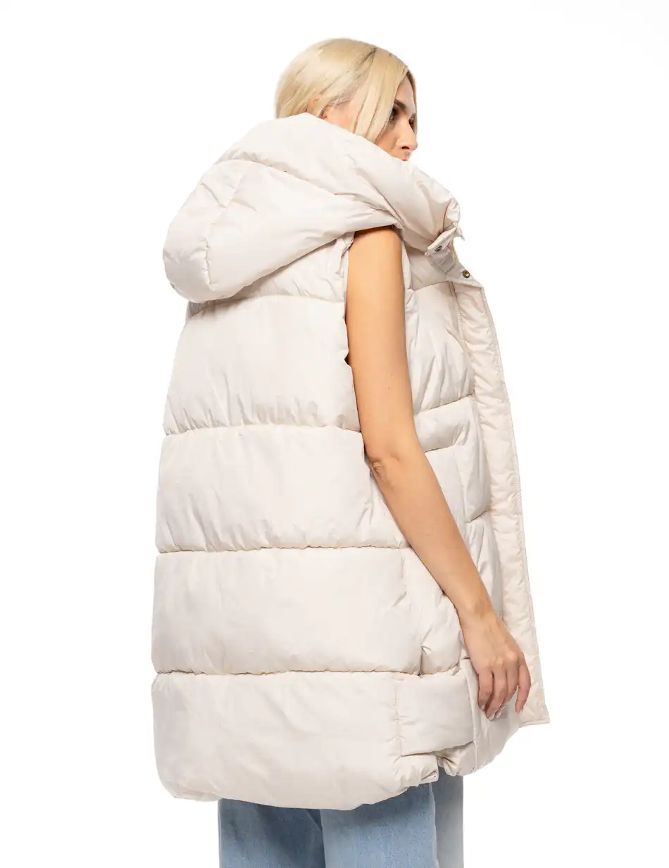 Splendid fashion γυναικείο demi γιλέκο με ενσωματωμένη κουκούλα 52-102-005 LT BEIGE