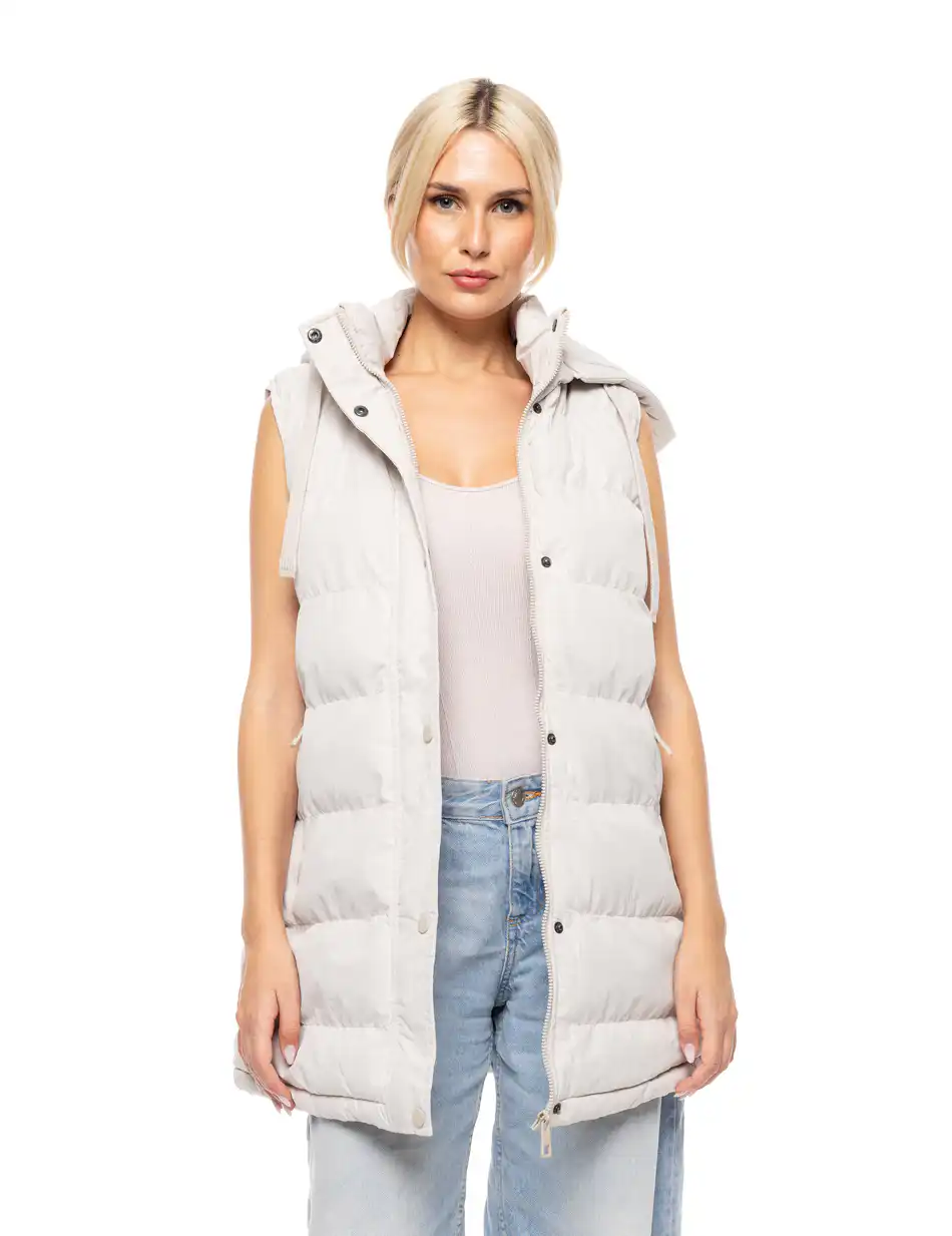 Biston fashion γυναικείο demi αμάνικο μπουφάν με αποσπώμενη κουκούλα 52-102-006 ICE