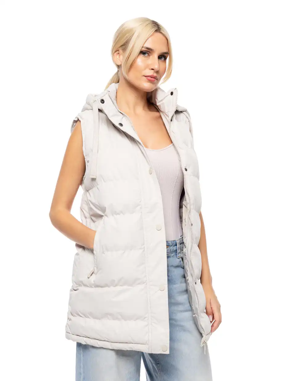 Biston fashion γυναικείο demi αμάνικο μπουφάν με αποσπώμενη κουκούλα 52-102-006 ICE